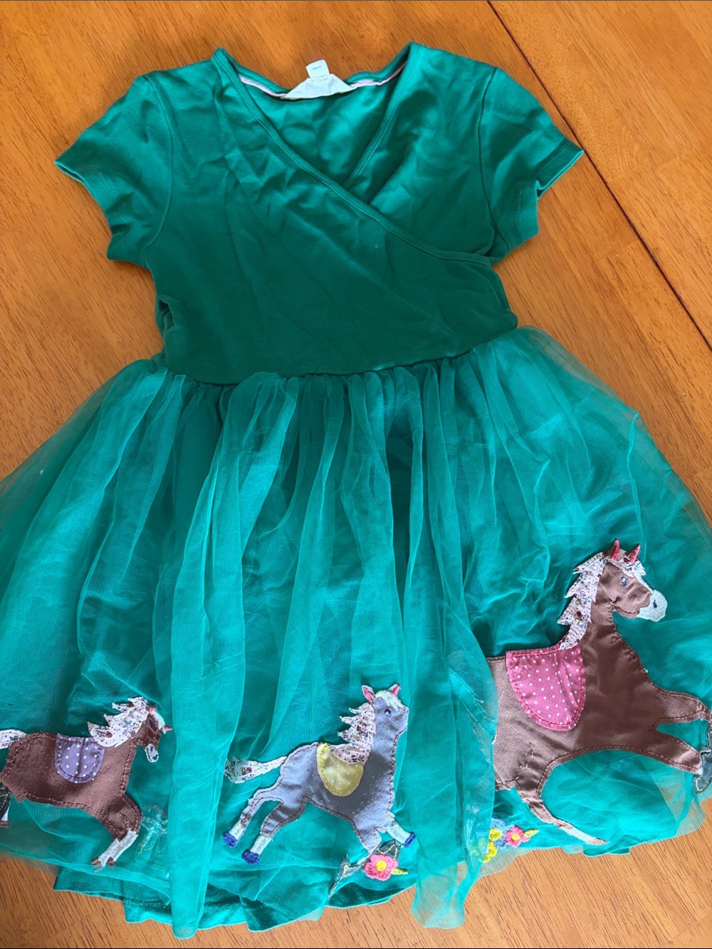 Green Tulle Horse Appliqué Dress